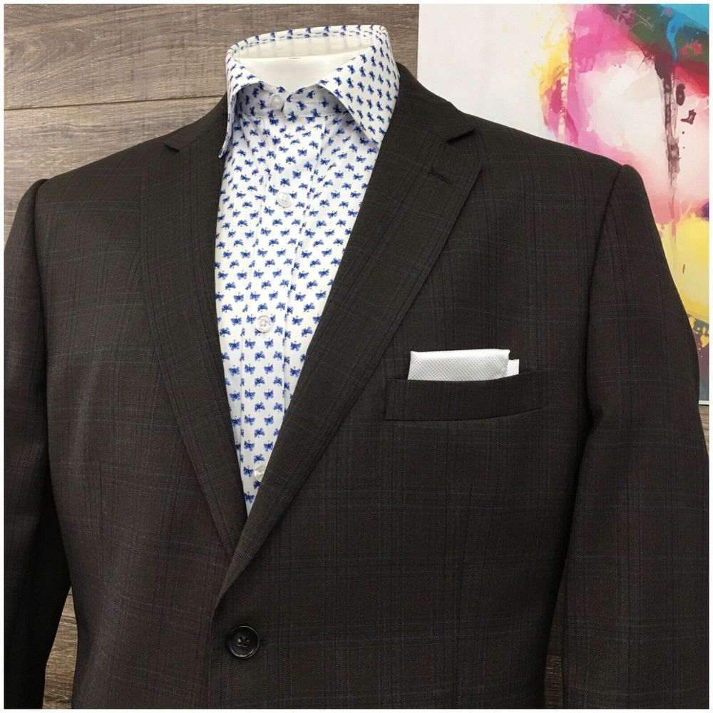 PRONTO UOMO Mens Blazer Sport Coat Casual Jacket Size 48R‎ Two Button Wool Suit - Picture 11 of 13